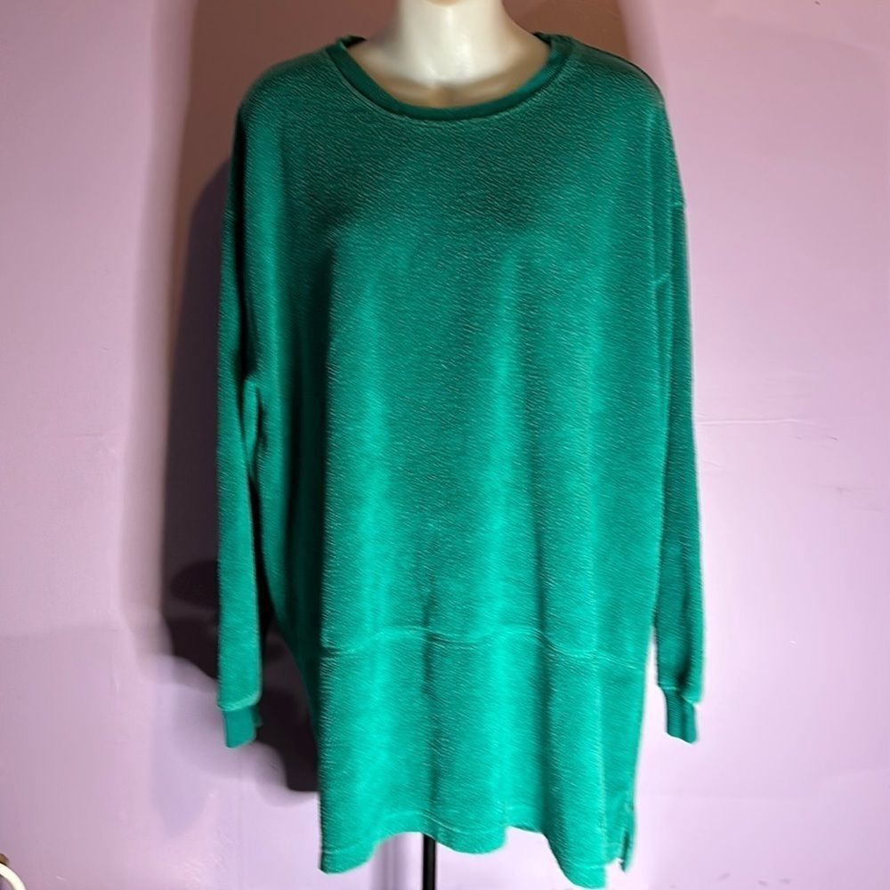 New York & Co. Women’s Green Fleece Pullover Size Large Long Sleeve Cozy Top